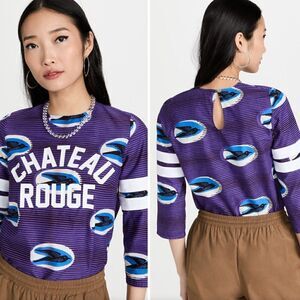 Maison Chateau Rouge Wax Top purple with bird print size XS NWT